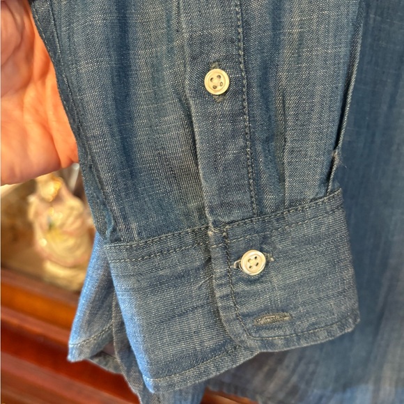 Talbots Button Detail Tencel Chambray Popover Tunic Top - Picture 4 of 13